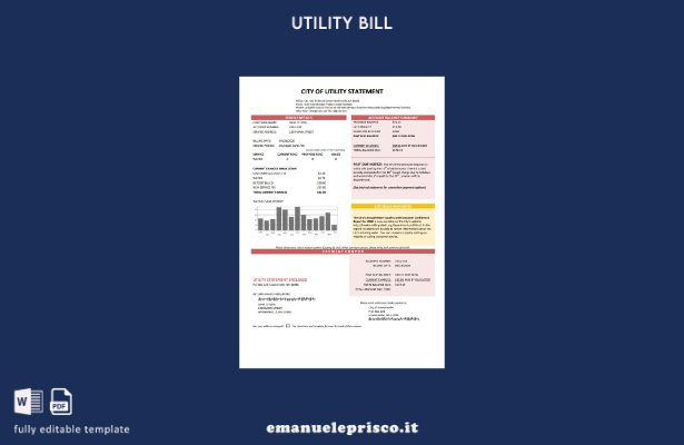 stile verificato Modello di bolletta dell'acqua della City of Utility Statement 